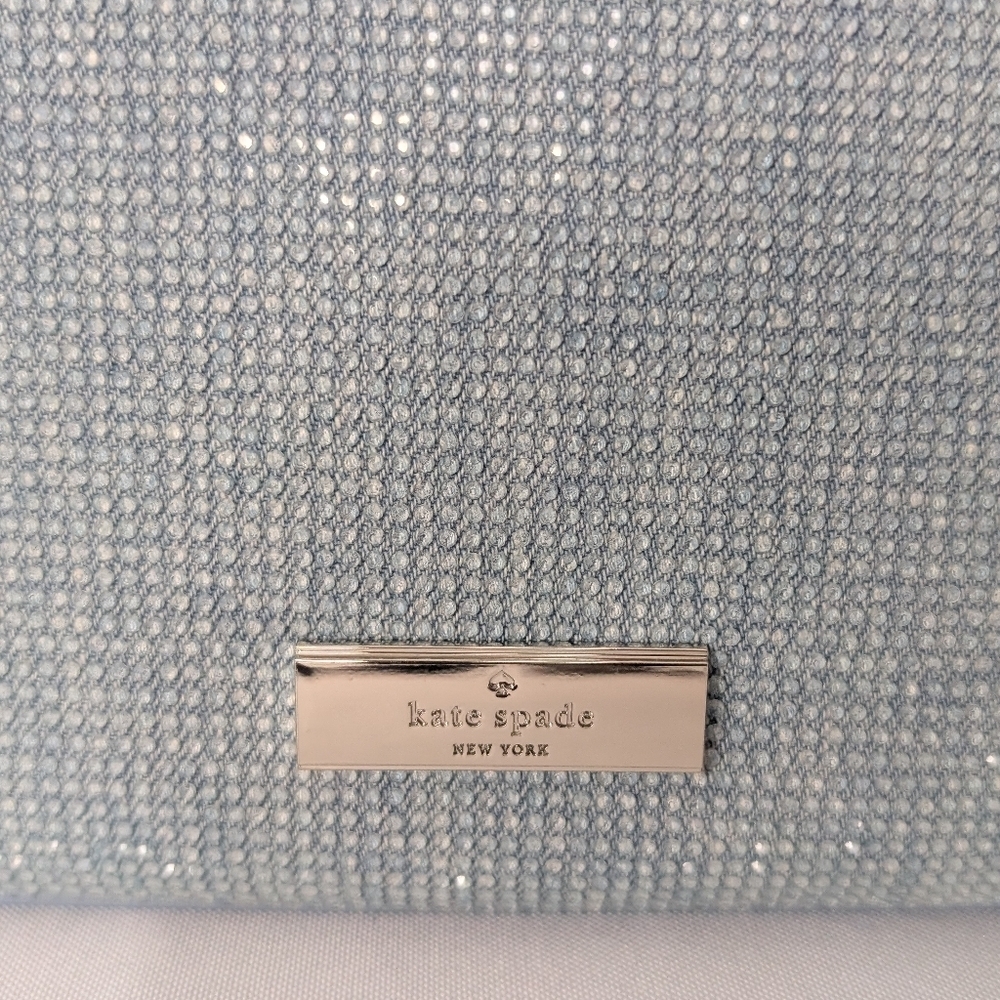 Kate Spade Madison Denim Rhinestone Studded Convertible Crossbody Light Blue - Picture 7 of 13